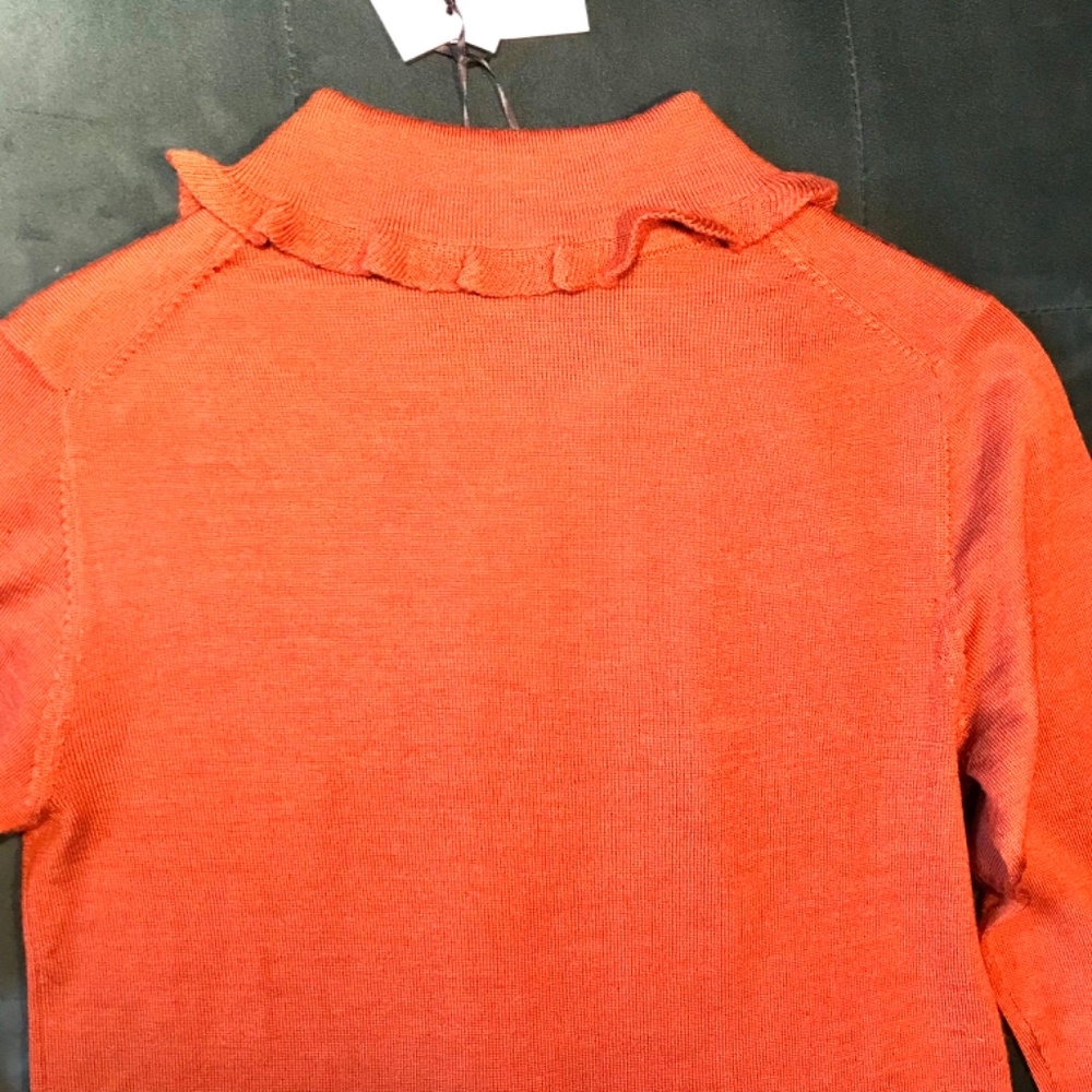 Zara Rust Ruffle-Trim Button Cardigan - Picture 14 of 15